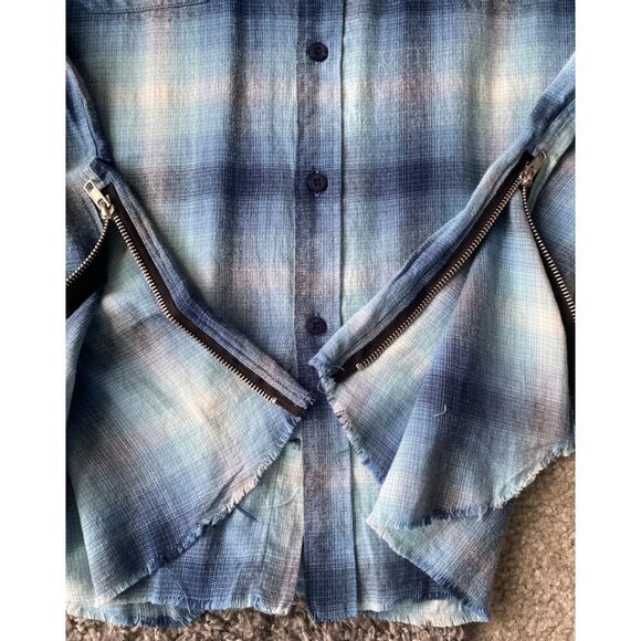 EPTM MEN'S BLUE PLAID FLANNEL SHORT SLEEVE BUTTON DOWN CASUAL SHIRT SZ M - Picture 4 of 6